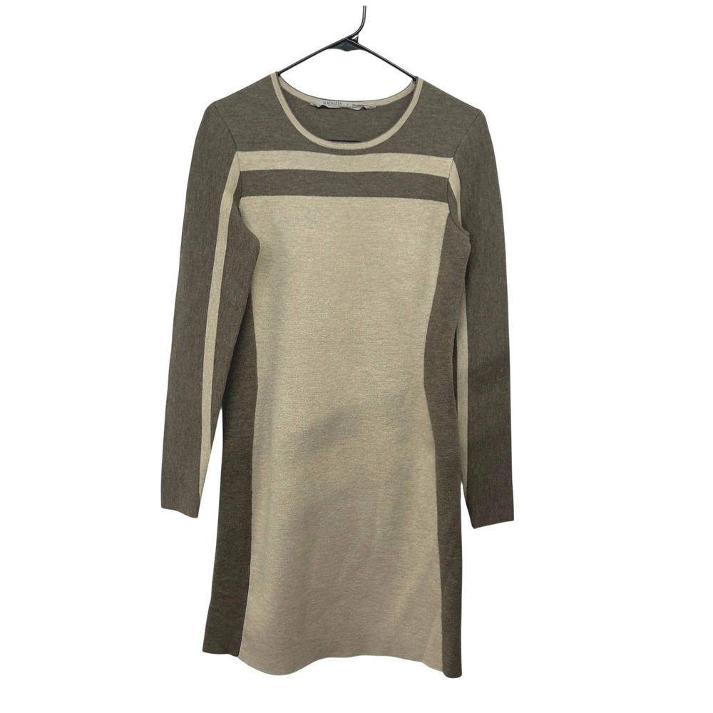 Athleta Fitted Sweater Dress S Wool Blend Neutral‎ Minimalist Colorblock Capsule